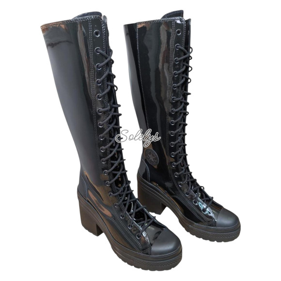 Converse Chuck 70 De Luxe Heel XXHI Platform Knee High Patent Leather Womens 6.5 - Picture 4 of 8